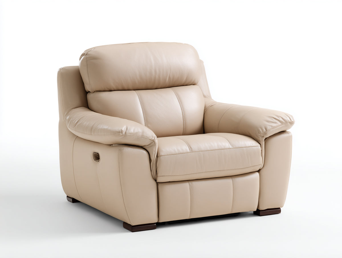 Sillones reclinables de cuero sintético 105 x 100 x 105 cm - beige - sillón acolchado con reposapiés y reclinación manual