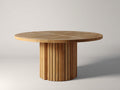 Mesas de jardín de madera 120 x 120 x 75 cm - marrón natural - mesa redonda con base central de listones