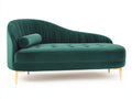 Chaise longue tapizada 180 x 82 x 83 cm - Verde oscuro - Asiento capitoné con respaldo curvo y patas metálicas doradas