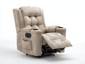 Sillones reclinables tapizados 102x96x108 cm - Beige - Reposapiés extensible con portavasos y bolsillo lateral