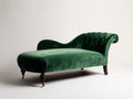 Chaise longue tapizada 180 x 80 x 85 cm - Verde oscuro - Respaldo capitoné curvo y patas torneadas de estilo clásico