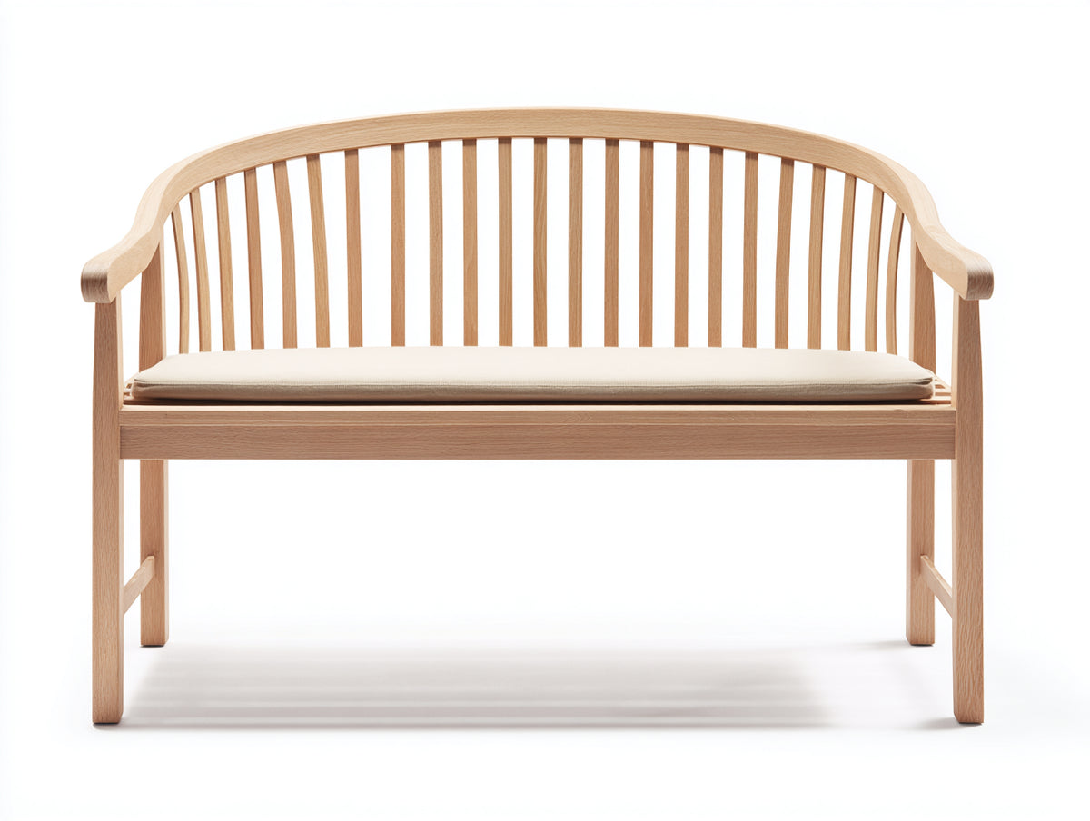 Bancos de jardín de madera 120x60x90 cm - Madera natural - Respaldo curvo con cojín