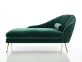 Chaise longue de terciopelo 180x78x90 cm - Verde esmeralda - Diseño contemporáneo con respaldo envolvente