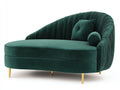 Chaise longue de terciopelo 170x90x85 cm - verde oscuro - respaldo envolvente plisado y patas metálicas