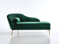 Chaise longue de terciopelo 180x80x87 cm - verde - diseño moderno con respaldo plisado