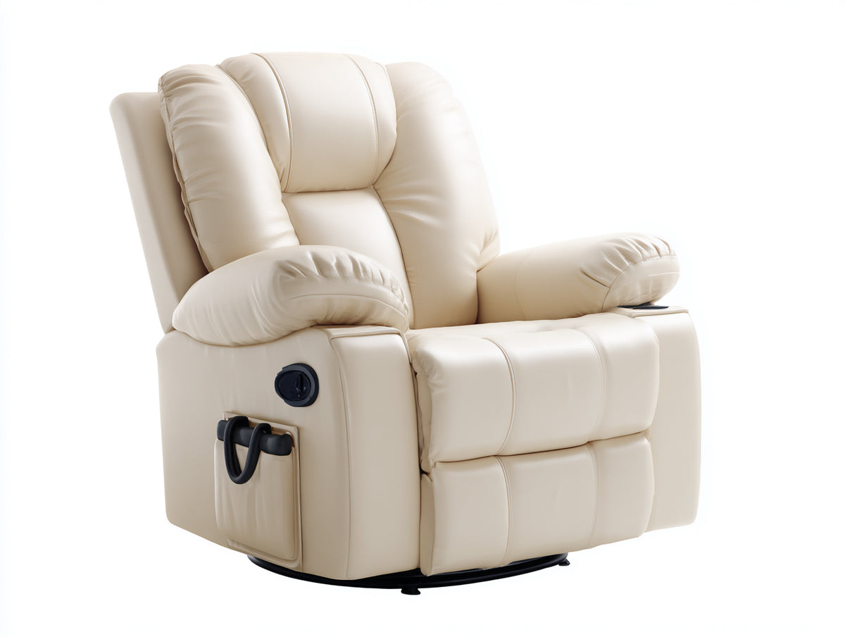 Sillones reclinables tapizados 100 x 95 x 105 cm - Beige - Respaldo acolchado con reposabrazos y mecanismo reclinable