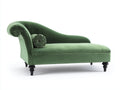 Chaise longue tapizada 175 x 75 x 85 cm - Verde - Respaldo curvo y patas torneadas de estilo clásico