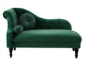 Chaise longue de terciopelo 175x78x88 cm - verde - diseño clásico con respaldo capitoné