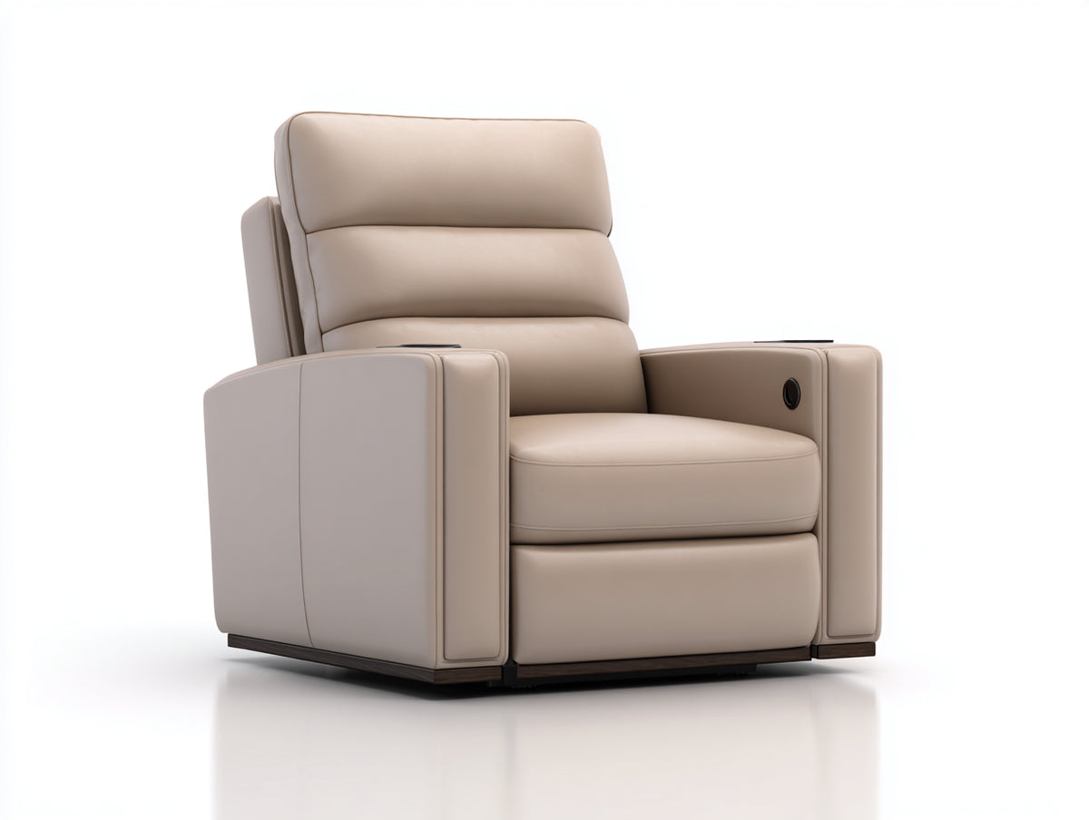Sillones reclinables tapizados 98x94x106 cm - Beige - Diseño moderno con respaldo acolchado y reposapiés integrado