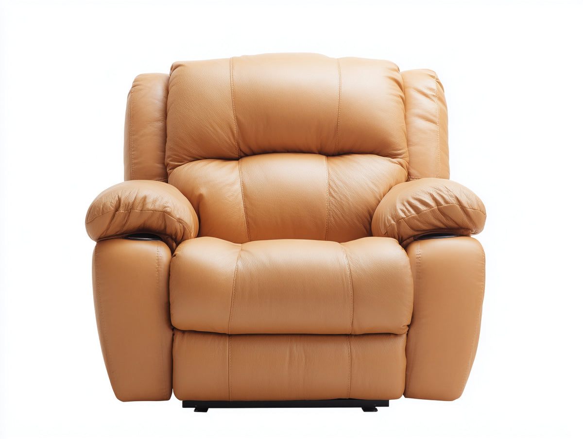 Sillones reclinables tapizados 98x102x108 cm - camel - respaldo acolchado y reposabrazos anchos