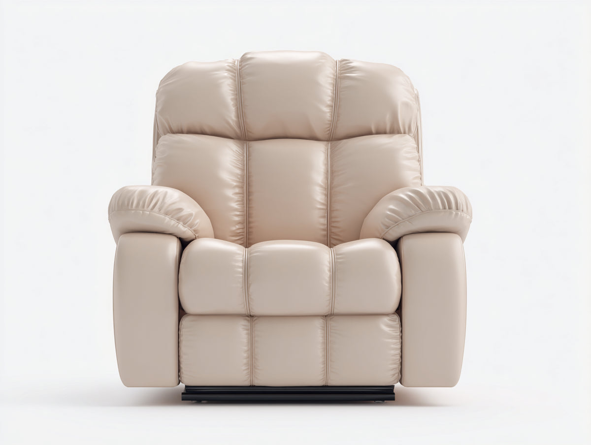 Sillones reclinables tapizados 95x100x110 cm - beige - respaldo acolchado y reposabrazos anchos