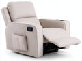 Sillones reclinables tapizados 98 x 92 x 104 cm - Beige - Reclinación eléctrica con reposapiés y 2 portavasos