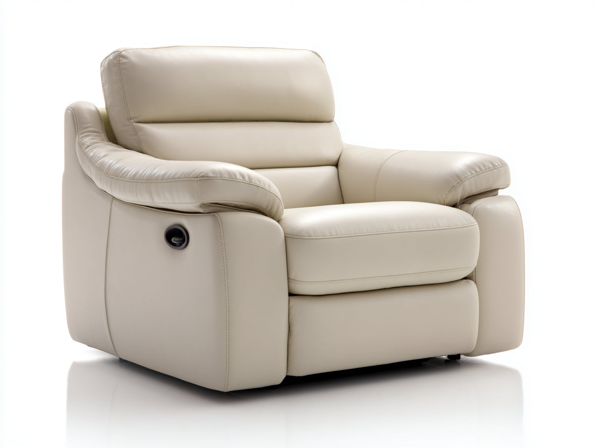 Sillones reclinables tapizados 102 x 94 x 103 cm - Beige - Respaldo acolchado con reposabrazos y mecanismo reclinable manual