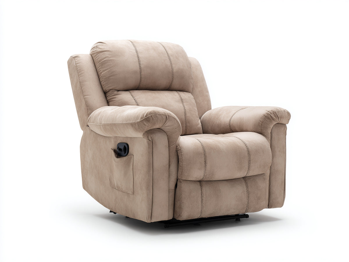 Sillones reclinables de tejido 95 x 95 x 105 cm - beige - sillón acolchado con reposapiés y reclinación manual