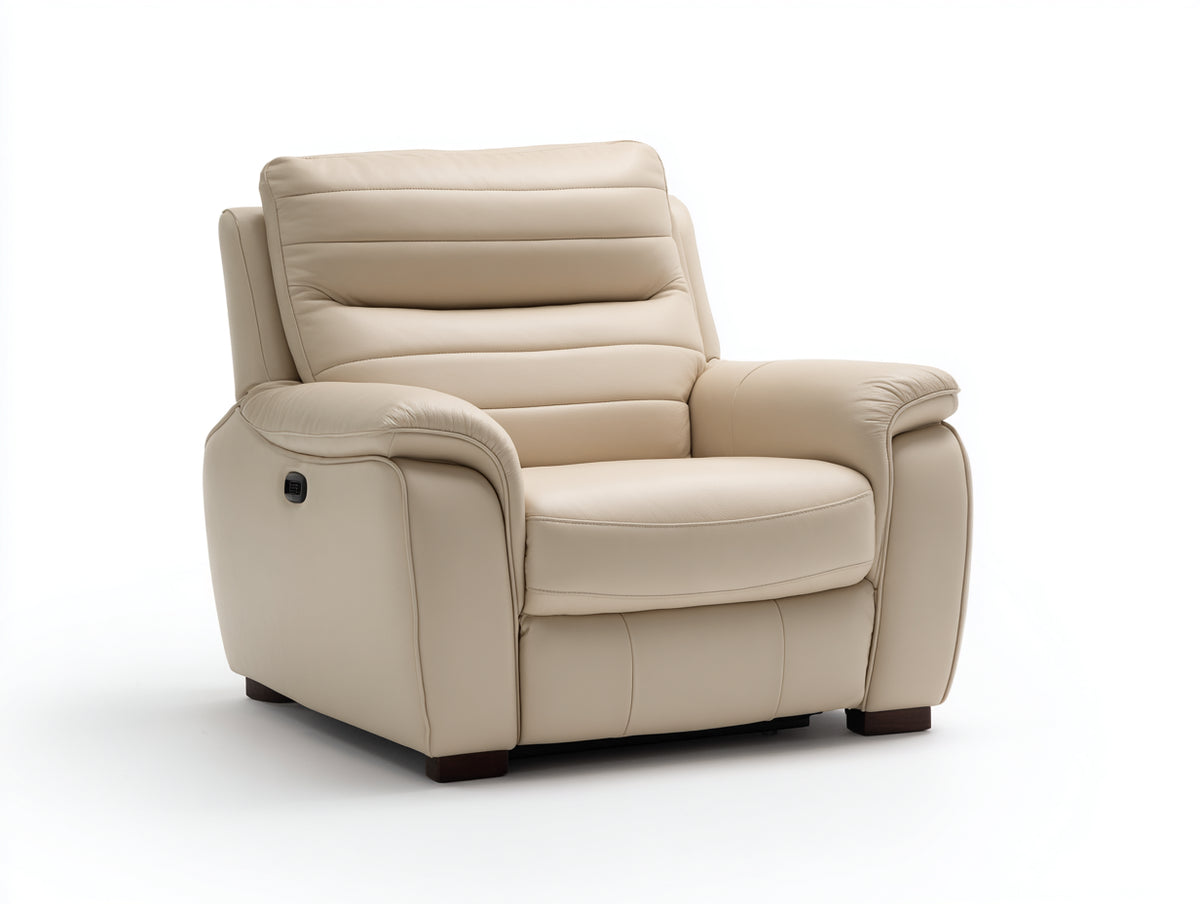 Sillones reclinables tapizados 100x95x105 cm - crema - diseño acolchado con respaldo alto y reposapiés