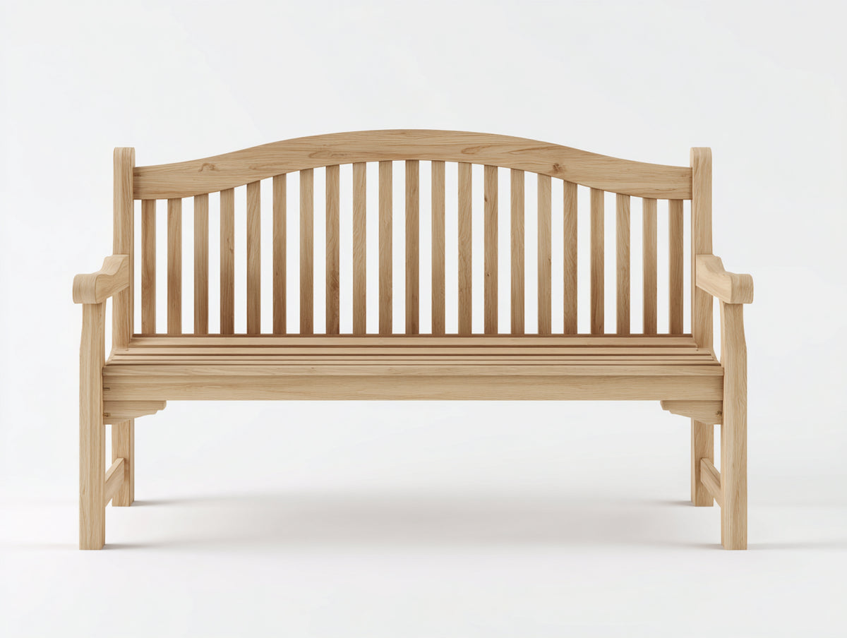 Bancos de jardín de madera maciza 150x60x90 cm - natural - respaldo curvo y reposabrazos