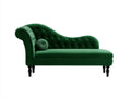 Chaise longue de terciopelo 185x75x88 cm - Verde oscuro - Diseño clásico capitoné con patas torneadas