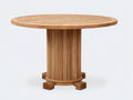 Mesas de jardín de madera 105 x 105 x 75 cm - Natural - Mesa redonda con pedestal central acanalado y diseño contemporáneo