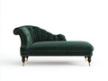 Chaise longue de terciopelo 180 x 80 x 90 cm - verde oscuro - asiento acolchado con respaldo curvo capitoné