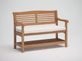Bancos de jardín de madera 125x58x92 cm - Madera natural - Con cojín y estante inferior